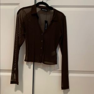 Brown Mesh Top